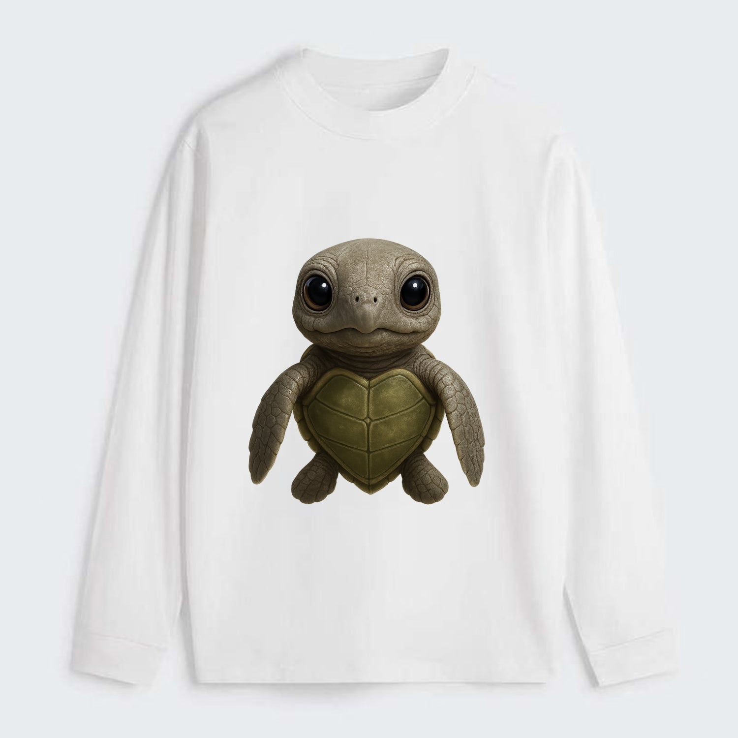 Baby Olive Ridley Turtle - olive green shell, heart-shaped carapace, - Classic Long Sleeve Shirt - White