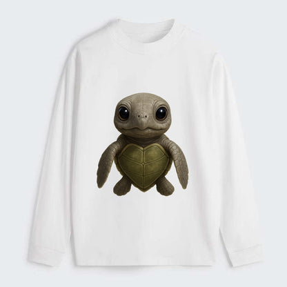 Baby Olive Ridley Turtle - olive green shell, heart-shaped carapace, - Classic Long Sleeve Shirt - White