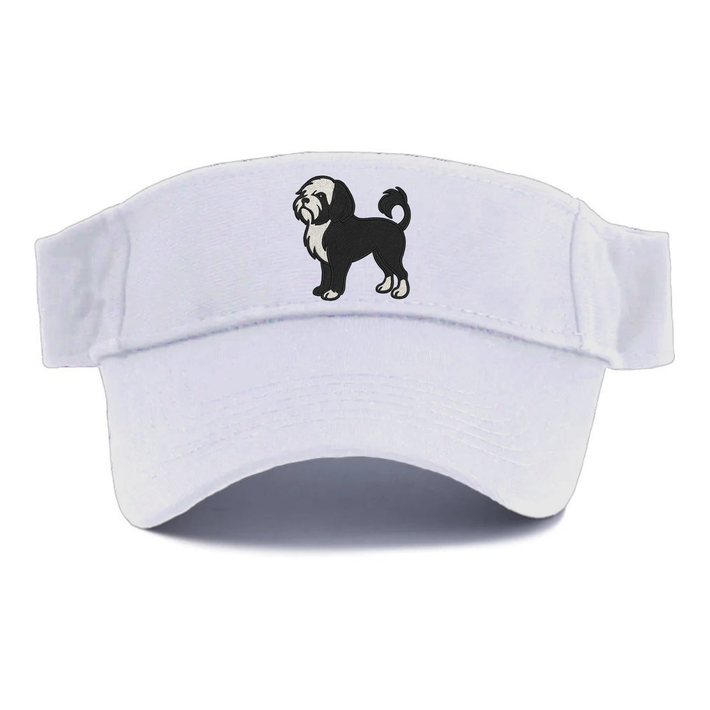 Löwchen - Black and white lion trim embr - Visor - White