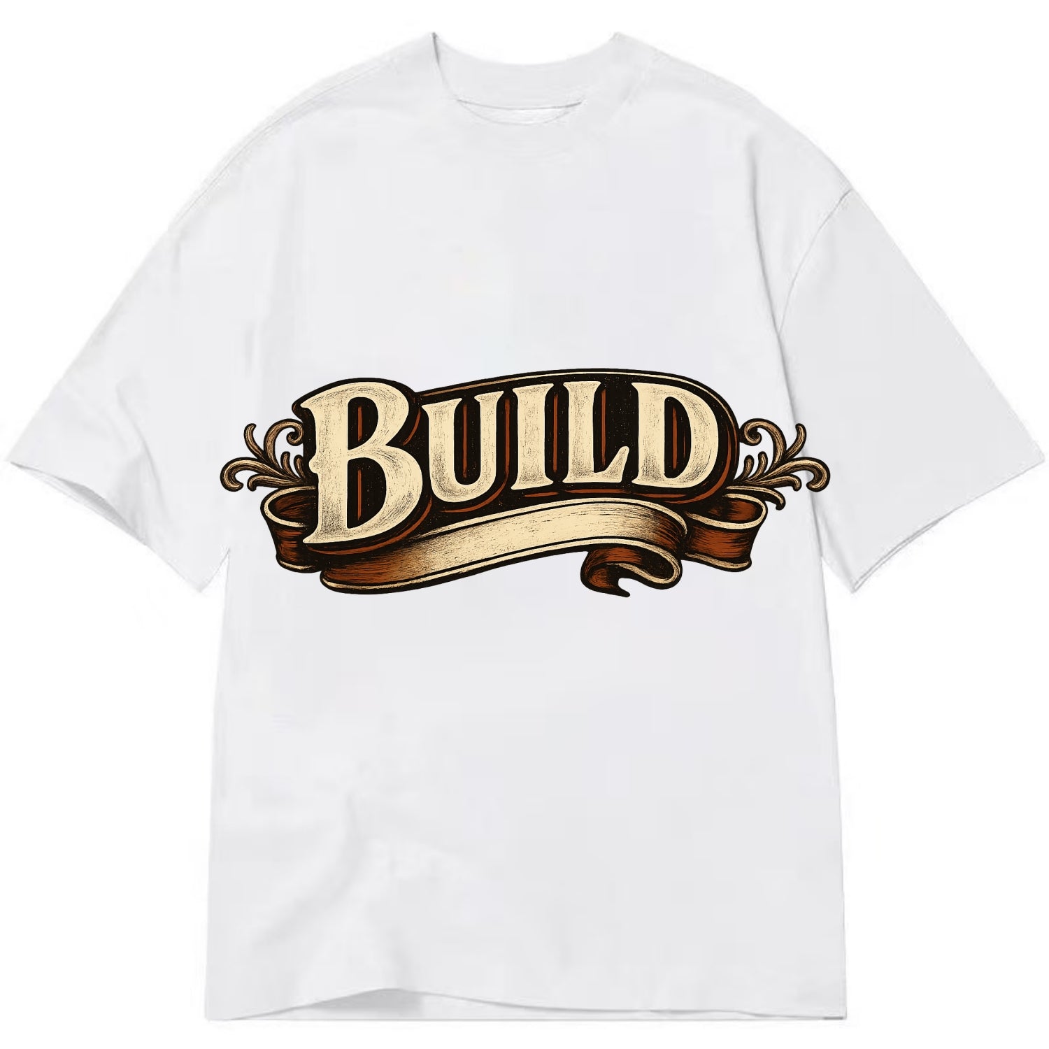 Bold typography design - "BUILD" - constructing, making real - Classic T-shirt - White
