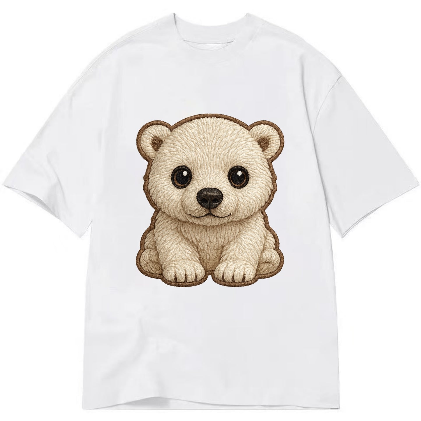 Baby Polar Bear Cub - white fluffy, black nose, dark curious eyes, front-facing, - Classic T-shirt - White