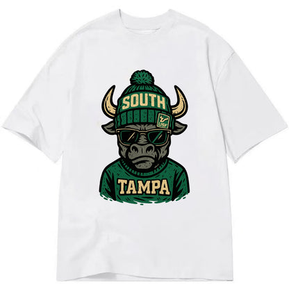 Tampa Bull wearing South Florida beanie with USF patch - Classic T-shirt - White