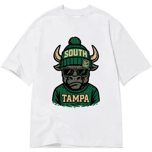 Tampa Bull wearing South Florida beanie with USF patch - Classic T-shirt