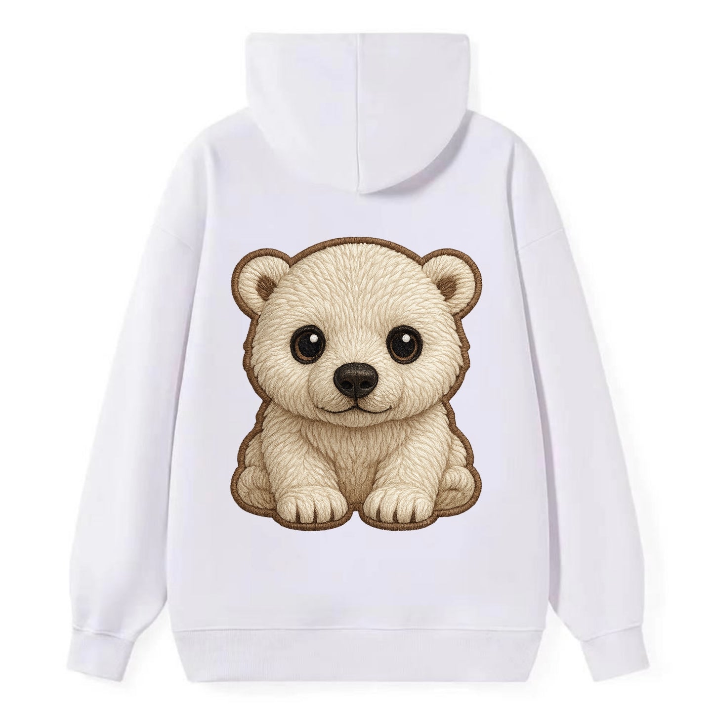 Baby Polar Bear Cub - white fluffy, black nose, dark curious eyes, - Classic Pullover Hoodie - White