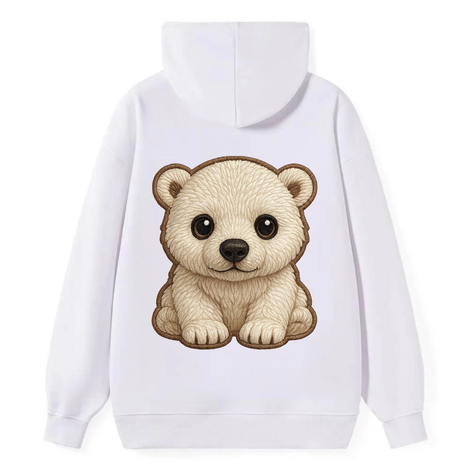 Baby Polar Bear Cub - white fluffy, black nose, dark curious eyes, - Classic Pullover Hoodie - White