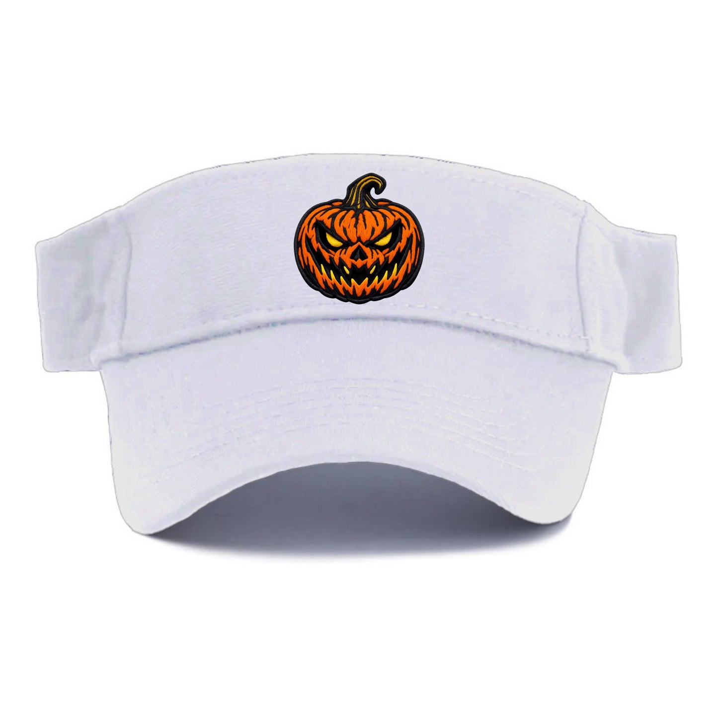 HALLOWEEN PUMPKIN - jack o lantern in orange and black , spooky - Visor - White