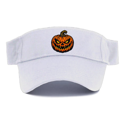 HALLOWEEN PUMPKIN - jack o lantern in orange and black , spooky - Visor - White