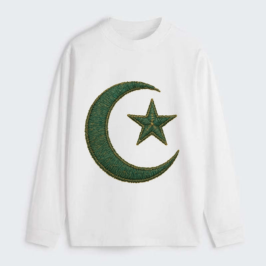 Crescent Moon and Star - Classic Long Sleeve Shirt - White
