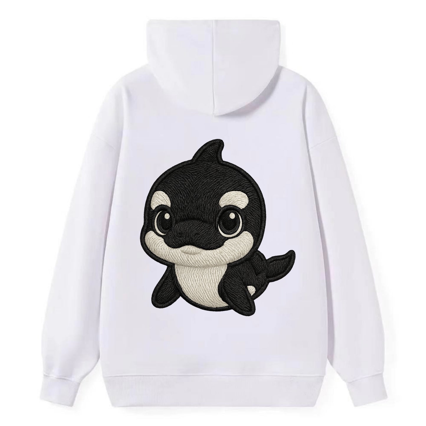 Baby Orca - black and white pattern, white eye patch, front-facing, - Classic Pullover Hoodie - White