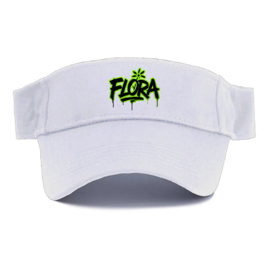 Bold typography design - "FLORA" - plant life, blooming - Visor - White