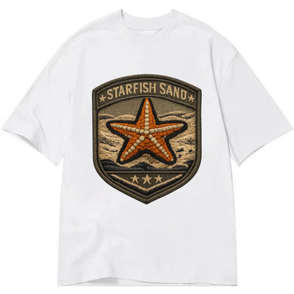 STARFISH SAND - sea star in orange and tan , beachcomber - Classic T-shirt - White