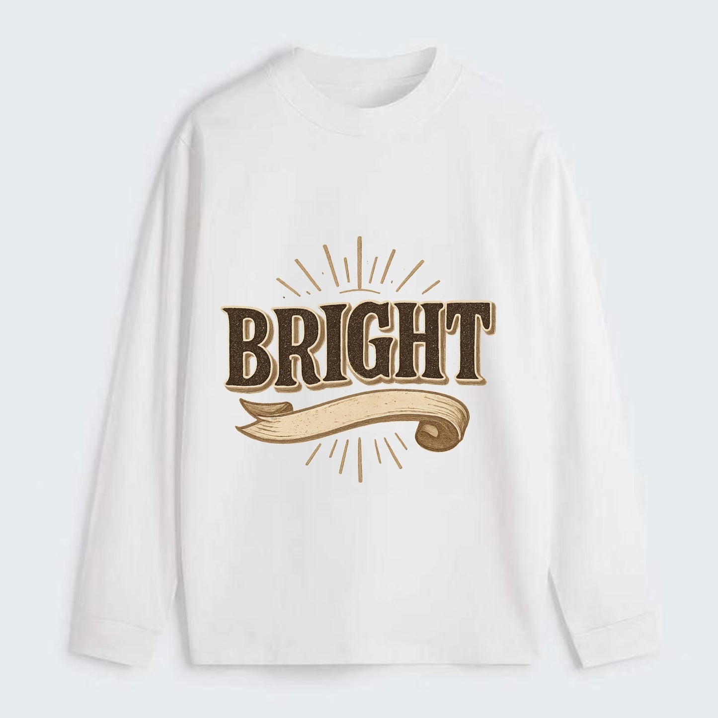 Bold typography design - "BRIGHT" - intelligent, shining - Classic Long Sleeve Shirt - White