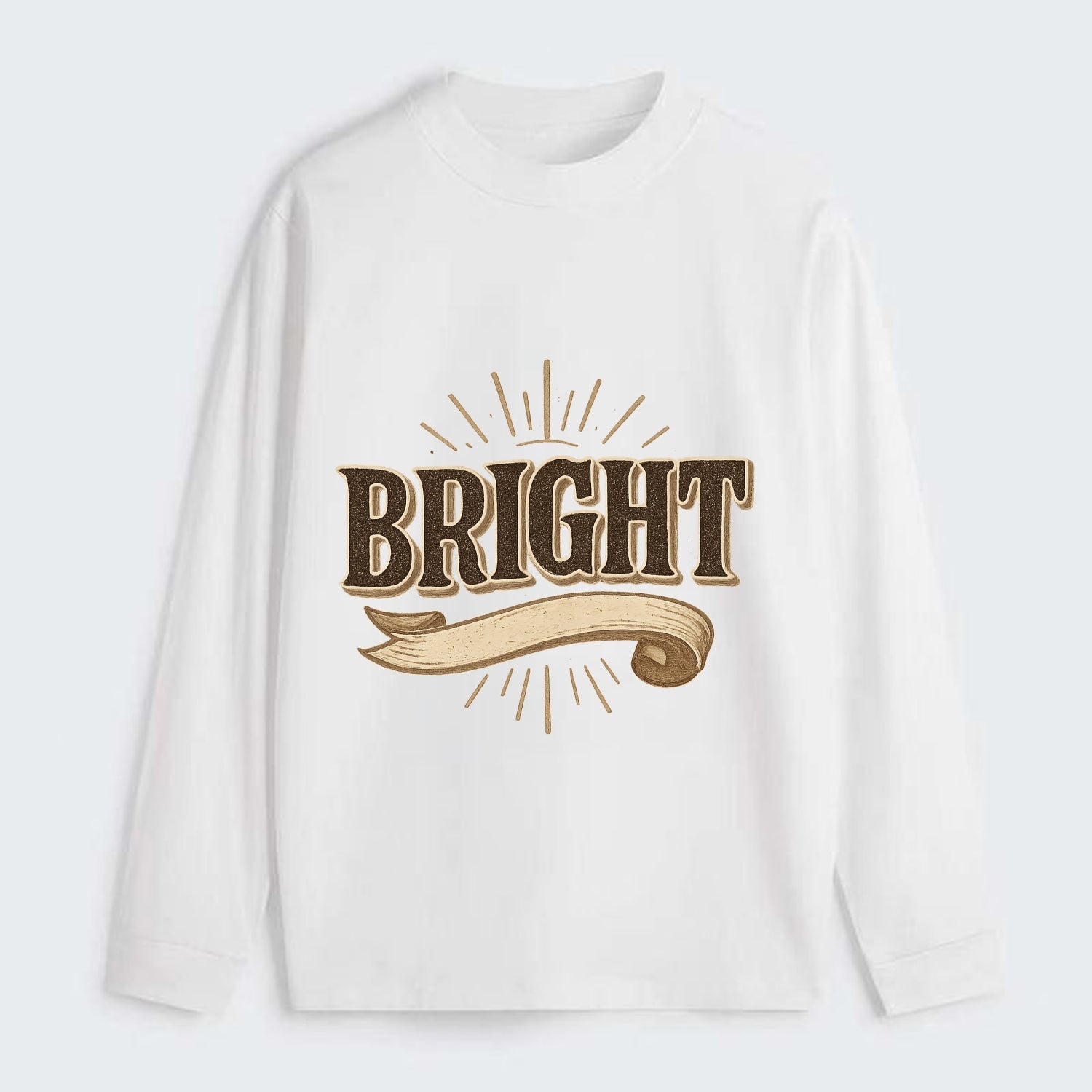 Bold typography design - "BRIGHT" - intelligent, shining - Classic Long Sleeve Shirt - White