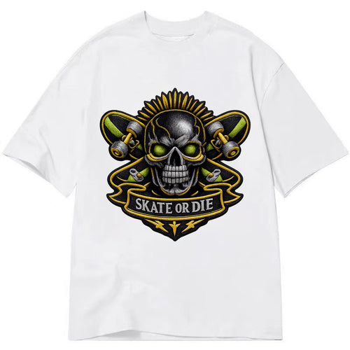 SKATEBOARD SKULL - skull with skateboard in black and - Classic T-shirt