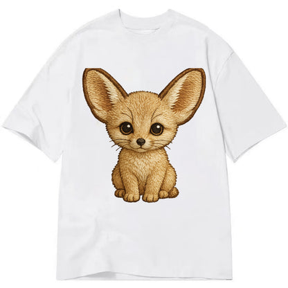 Baby Fennec Fox - huge ears, cream fur, large dark eyes, front-facing, desert baby - Classic T-shirt - White