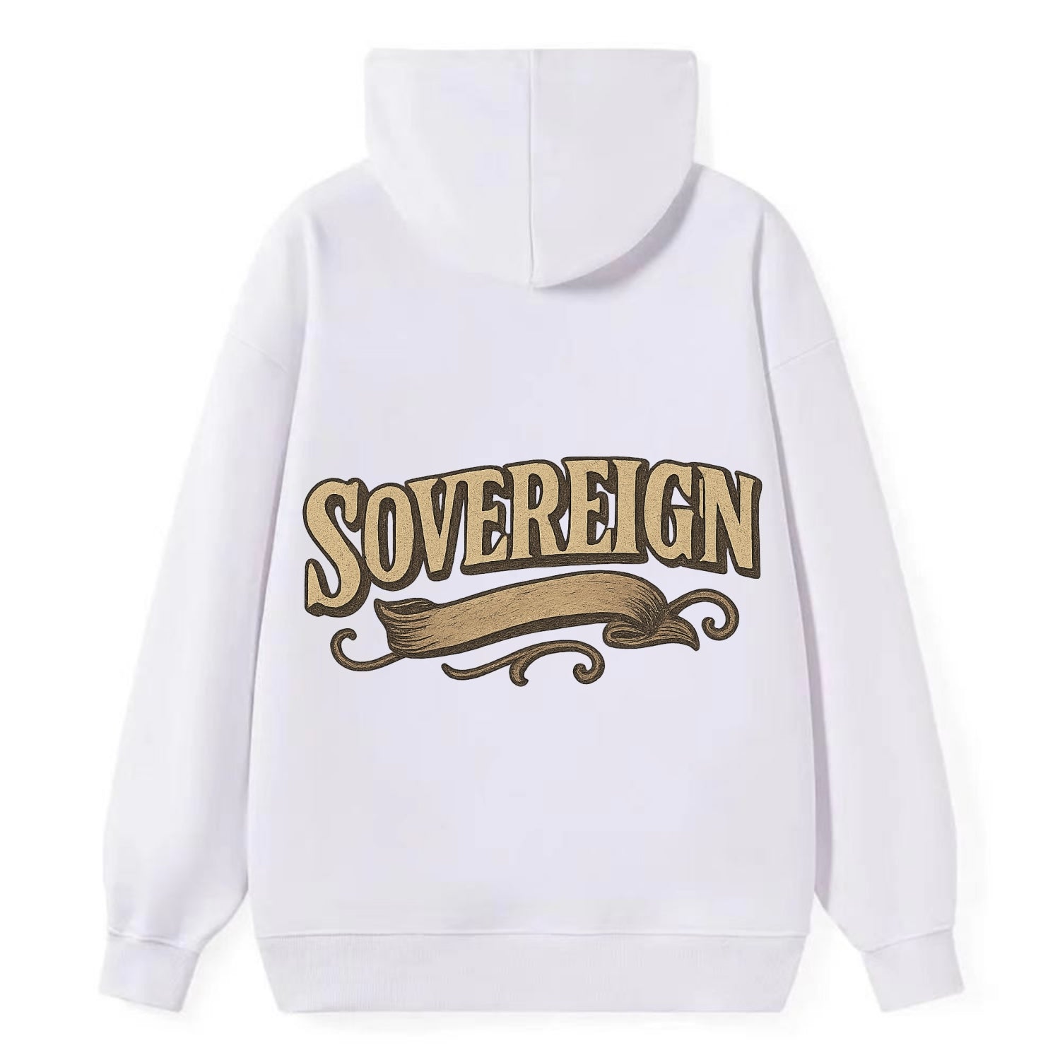Bold typography design - "SOVEREIGN" - self-ruled, autonomous, in control - Classic Pullover Hoodie - White