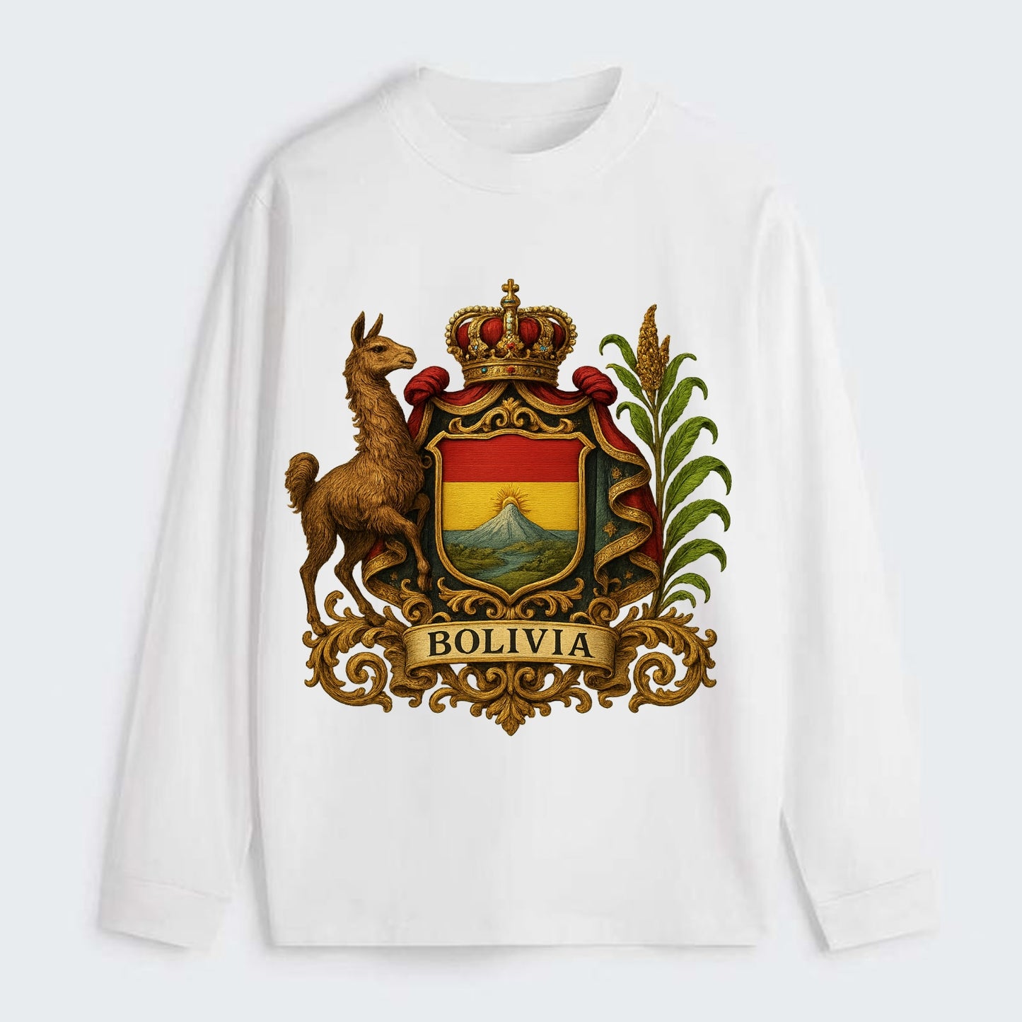 Bolivia Royal Logo  - Classic Long Sleeve Shirt - White