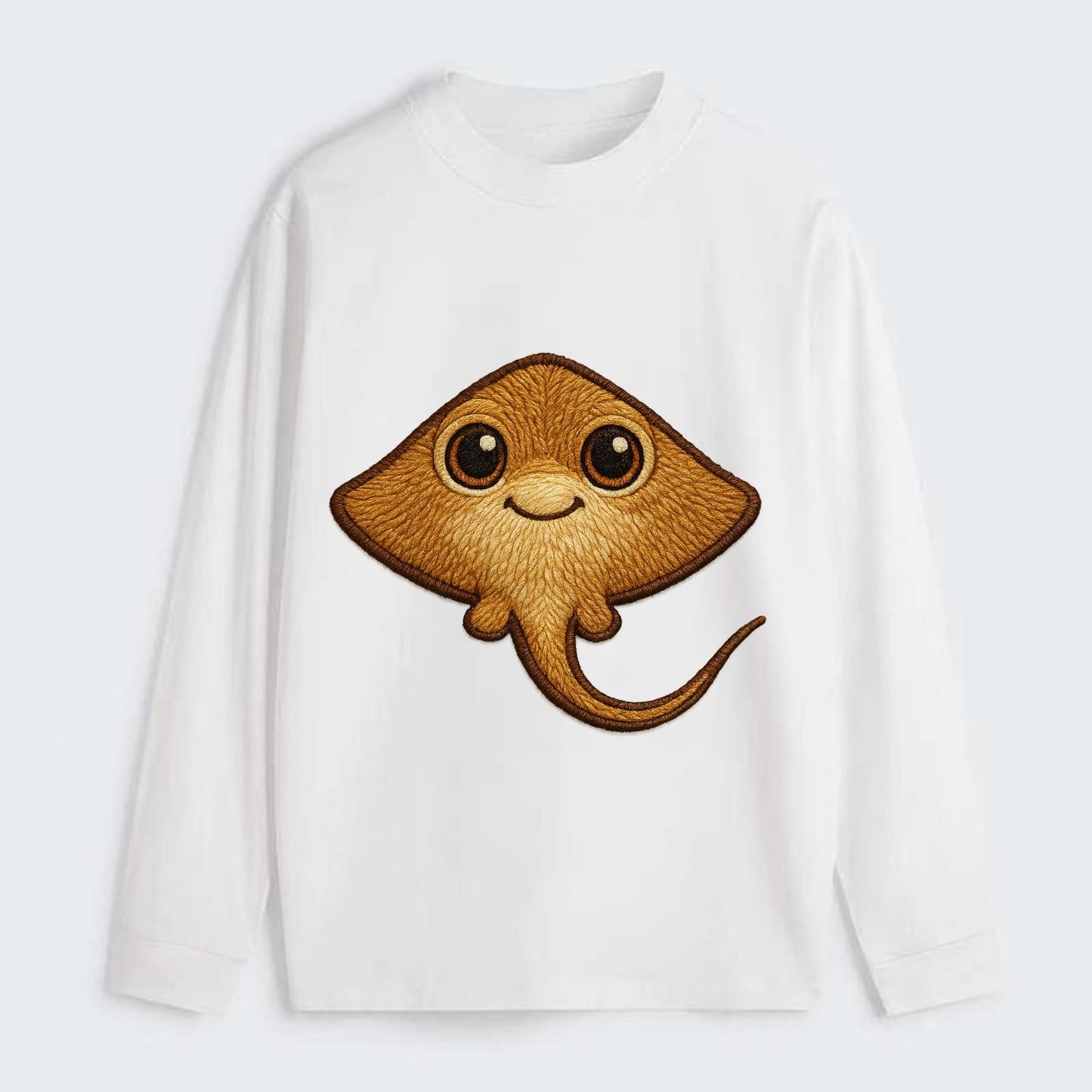 Baby Stingray - flat body, long tail, eyes on top, front-facing, - Classic Long Sleeve Shirt - White