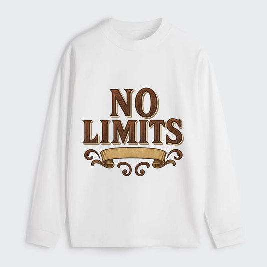 Bold typography design - "NO LIMITS" - boundless potential - Classic Long Sleeve Shirt - White