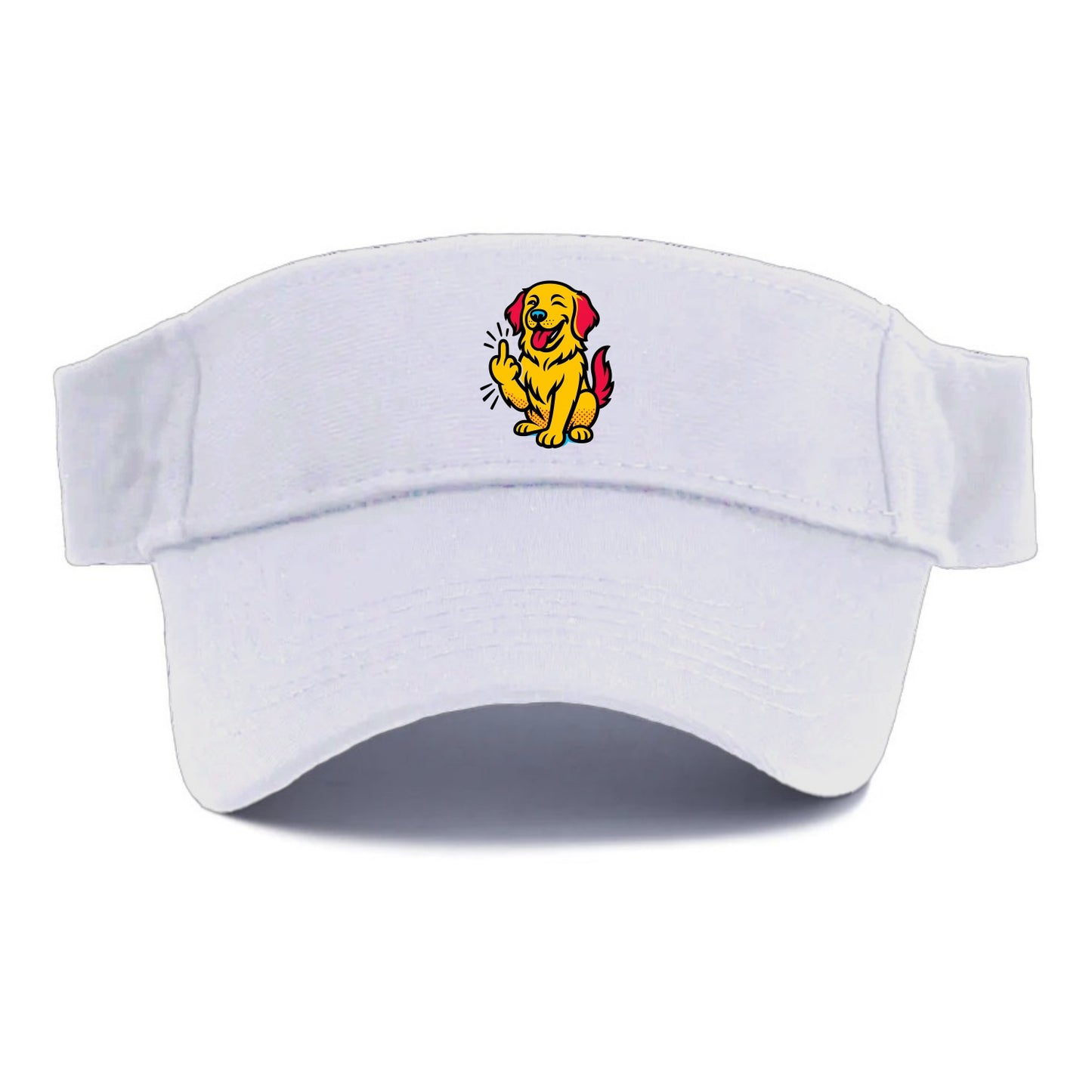 Golden Retriever with happy smile and golden coat, fluffy paw raised - Visor - White