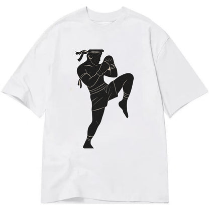 Muay Thai fighter with knee strike - Classic T-shirt - White