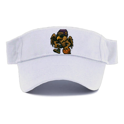 Los Angeles Golden Eagle wearing Lakers beanie with trophy patch and wayfarer sunglasses - Visor - White