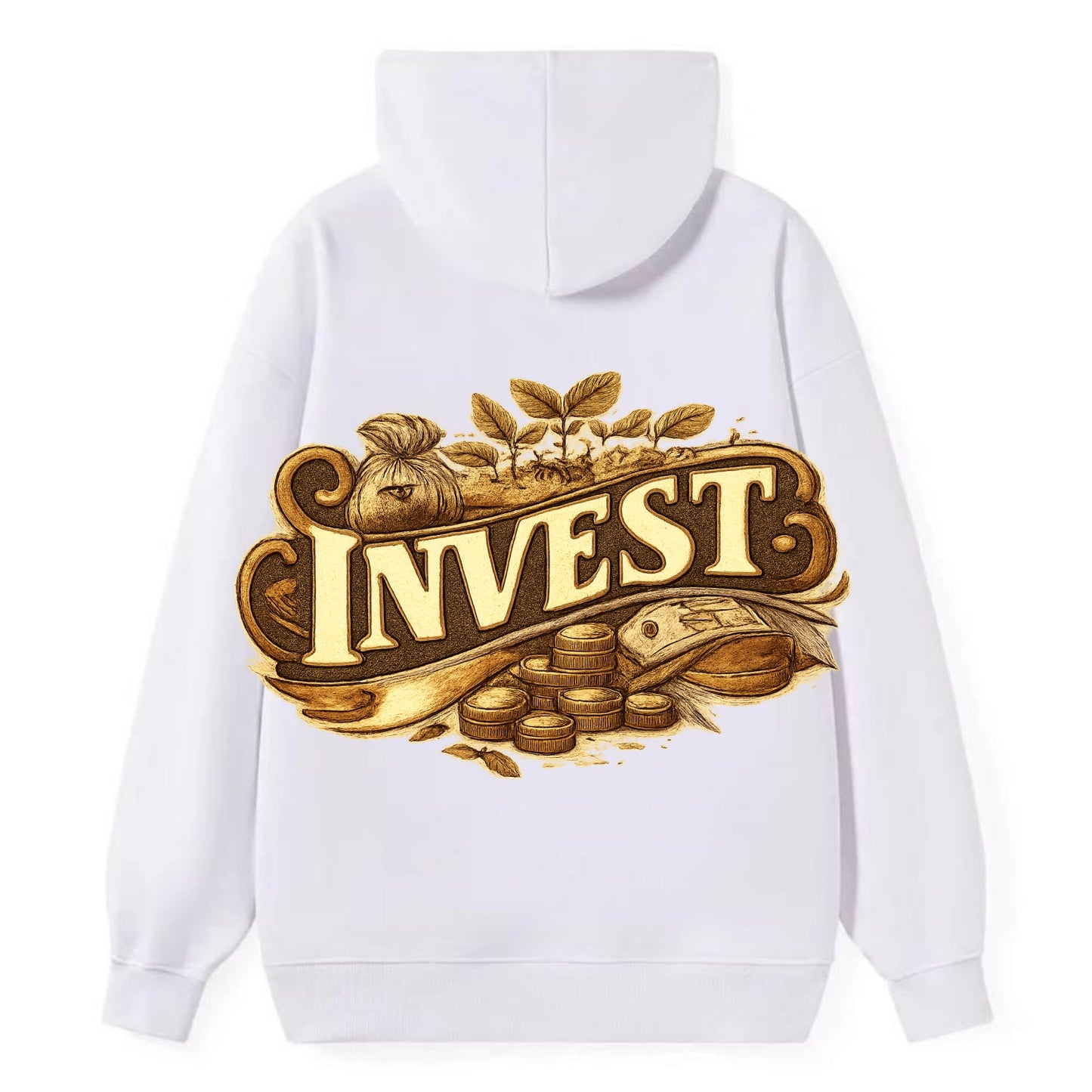 Bold typography design - "INVEST" - growing money, smart decisions - Classic Pullover Hoodie - White