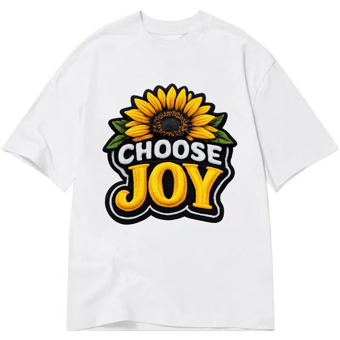CHOOSE JOY - sunflower with text in yellow , happiness choice - Classic T-shirt - White