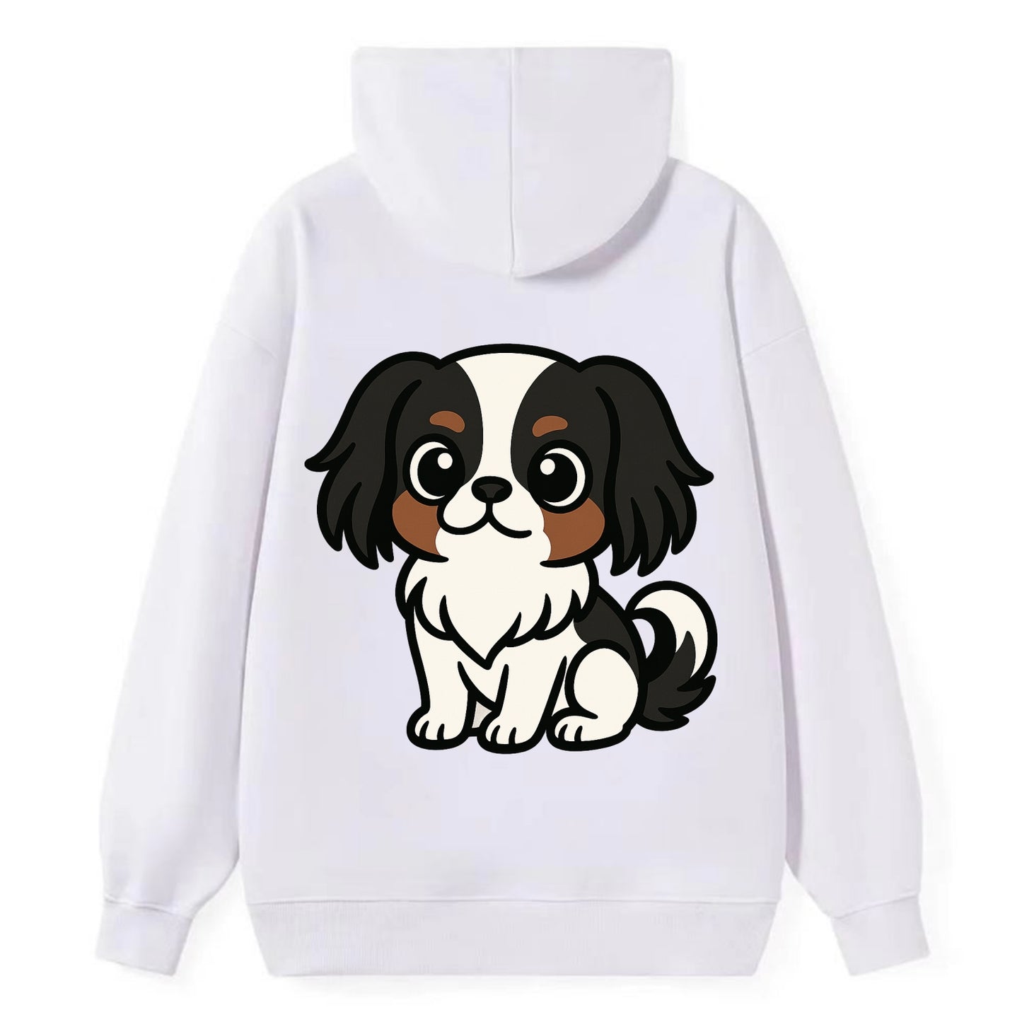 Japanese Chin - Black and white sitting pose - Classic Pullover Hoodie - White