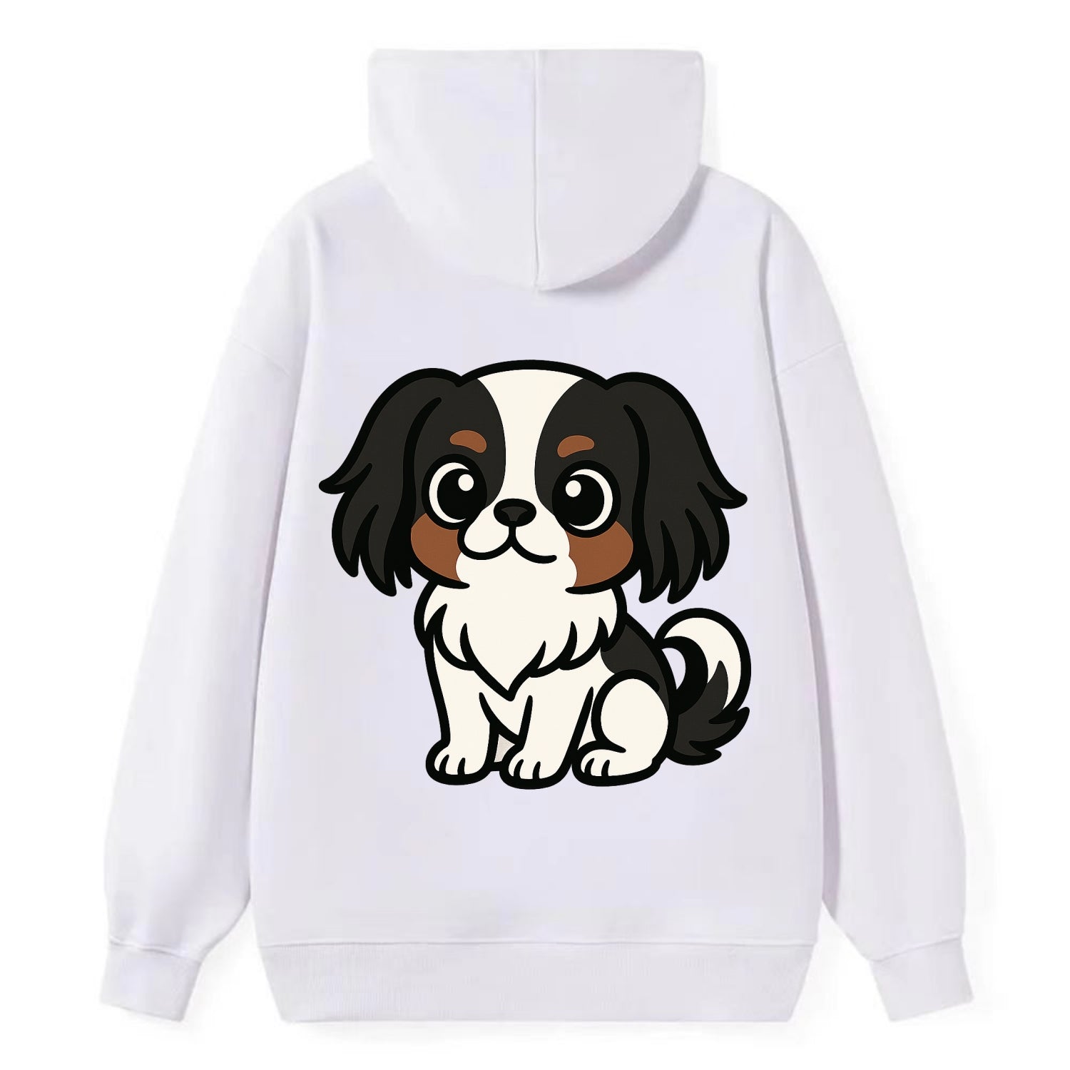 Japanese Chin - Black and white sitting pose - Classic Pullover Hoodie - White