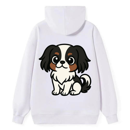 Japanese Chin - Black and white sitting pose - Classic Pullover Hoodie - White