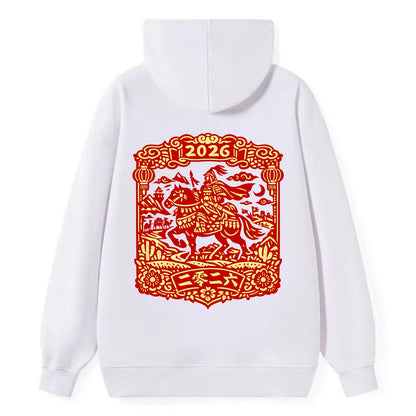 HORSE AND RIDER | Traditional Chinese warrior on horseback | Silk Road - Classic Pullover Hoodie - White