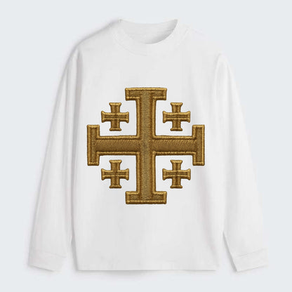 Jerusalem Cross  - Classic Long Sleeve Shirt - White
