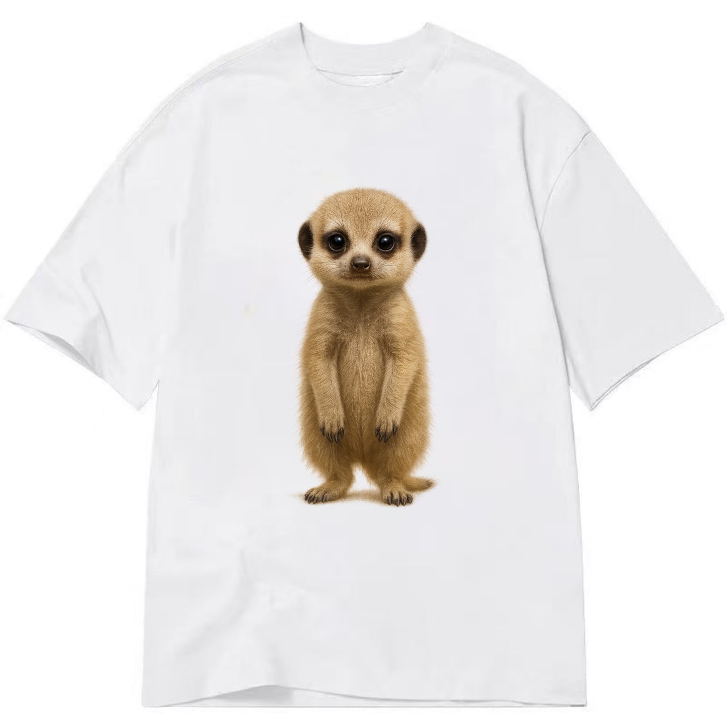 Baby Meerkat - tan fur, dark eye patches, alert stance, bright eyes, - Classic T-shirt - White