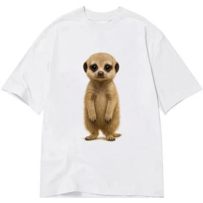 Baby Meerkat - tan fur, dark eye patches, alert stance, bright eyes, - Classic T-shirt - White