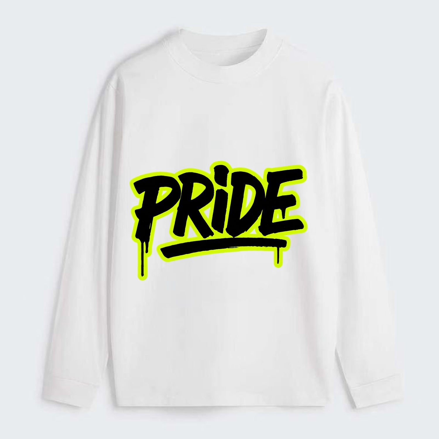 Bold typography design - "PRIDE" - dignified satisfaction, honor - Classic Long Sleeve Shirt - White