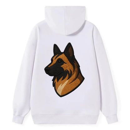 Belgian Tervuren - Fawn with black overlay embroidered design - Classic Pullover Hoodie - White