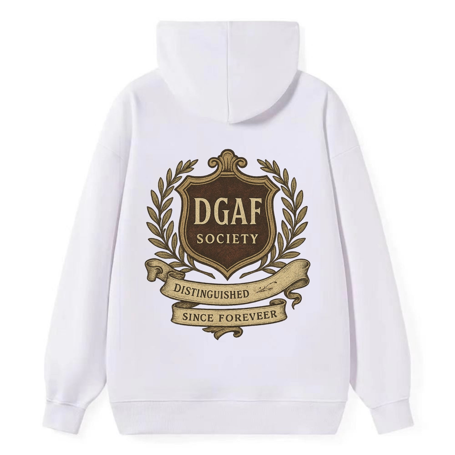 Official membership card design - "DGAF Society - Distinguished Members - Classic Pullover Hoodie - White