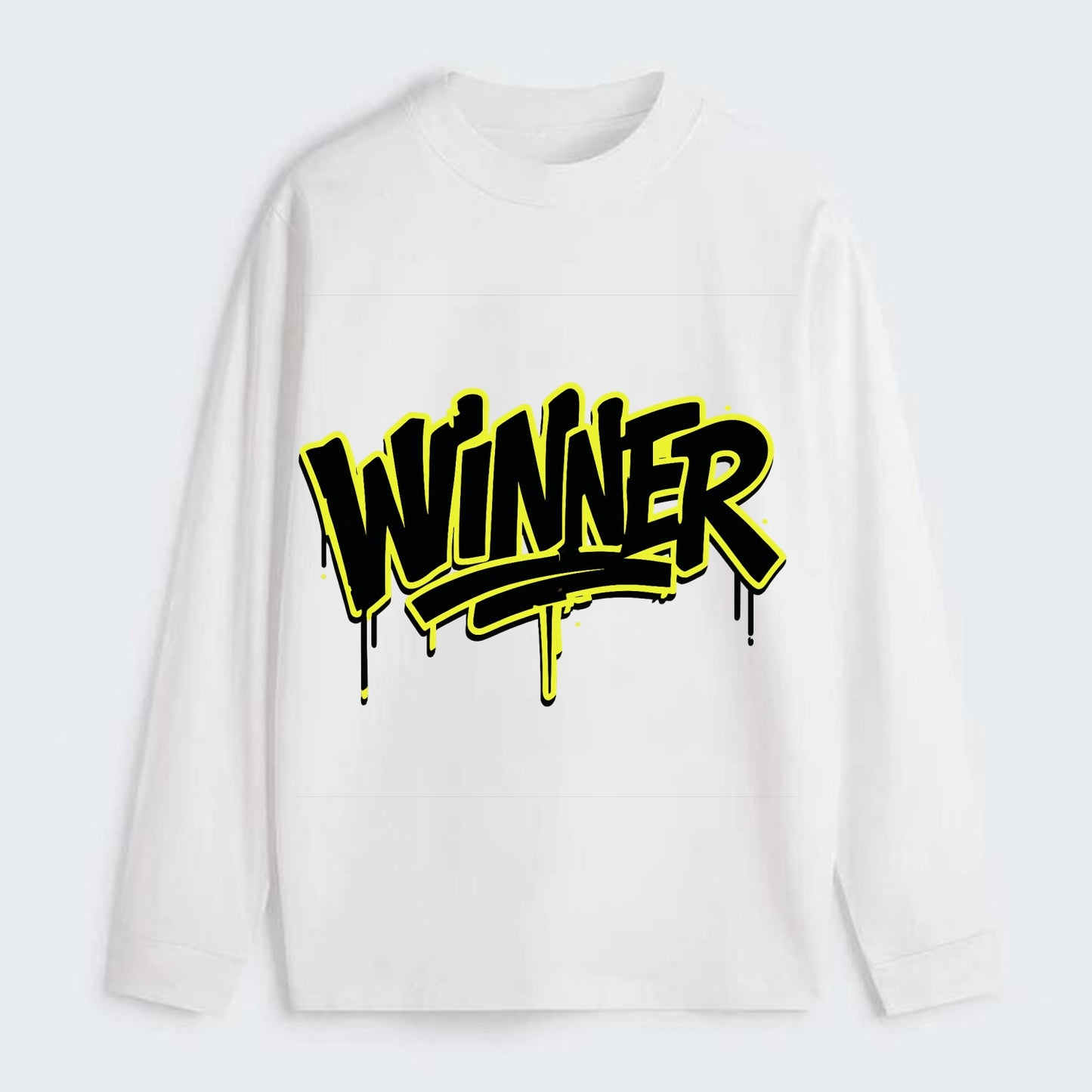 Bold typography design - "WINNER" - victorious mindset, champion - Classic Long Sleeve Shirt - White