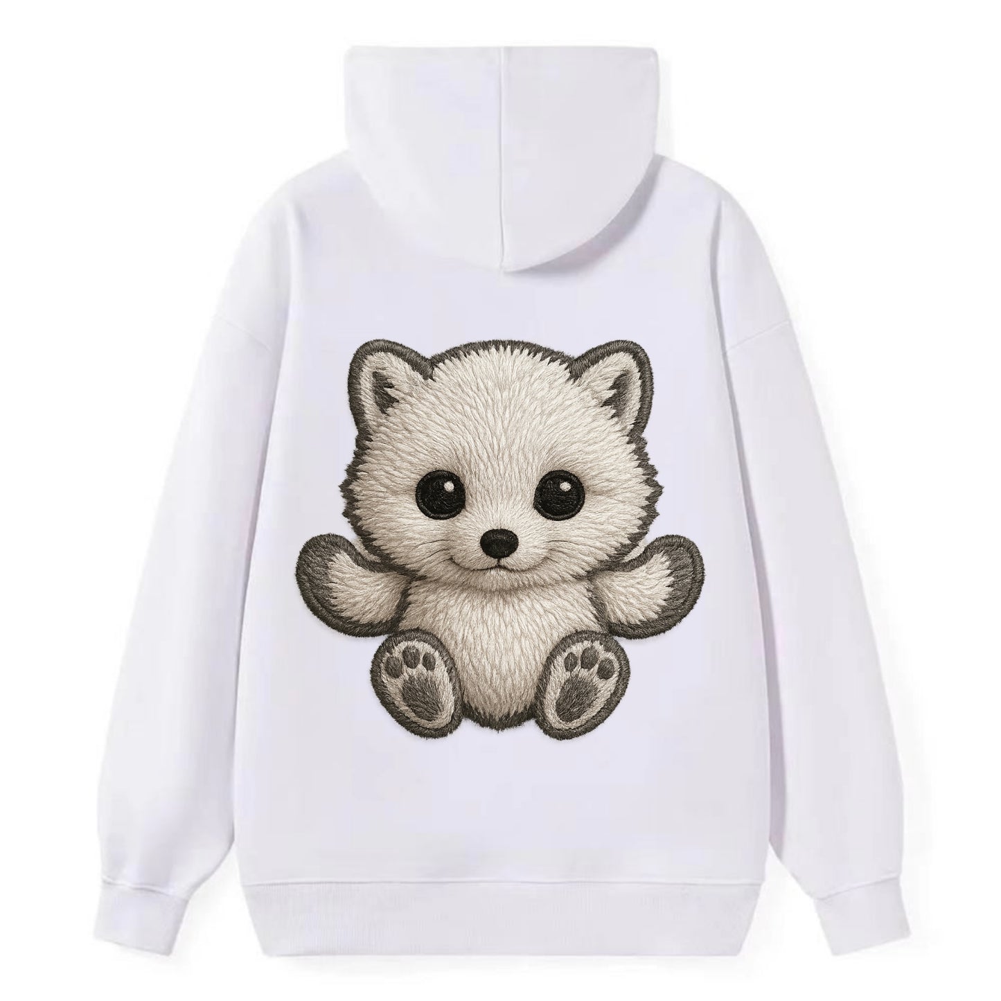 Baby Arctic Fox - white fluffy, tiny black nose, bright curious eyes, - Classic Pullover Hoodie - White