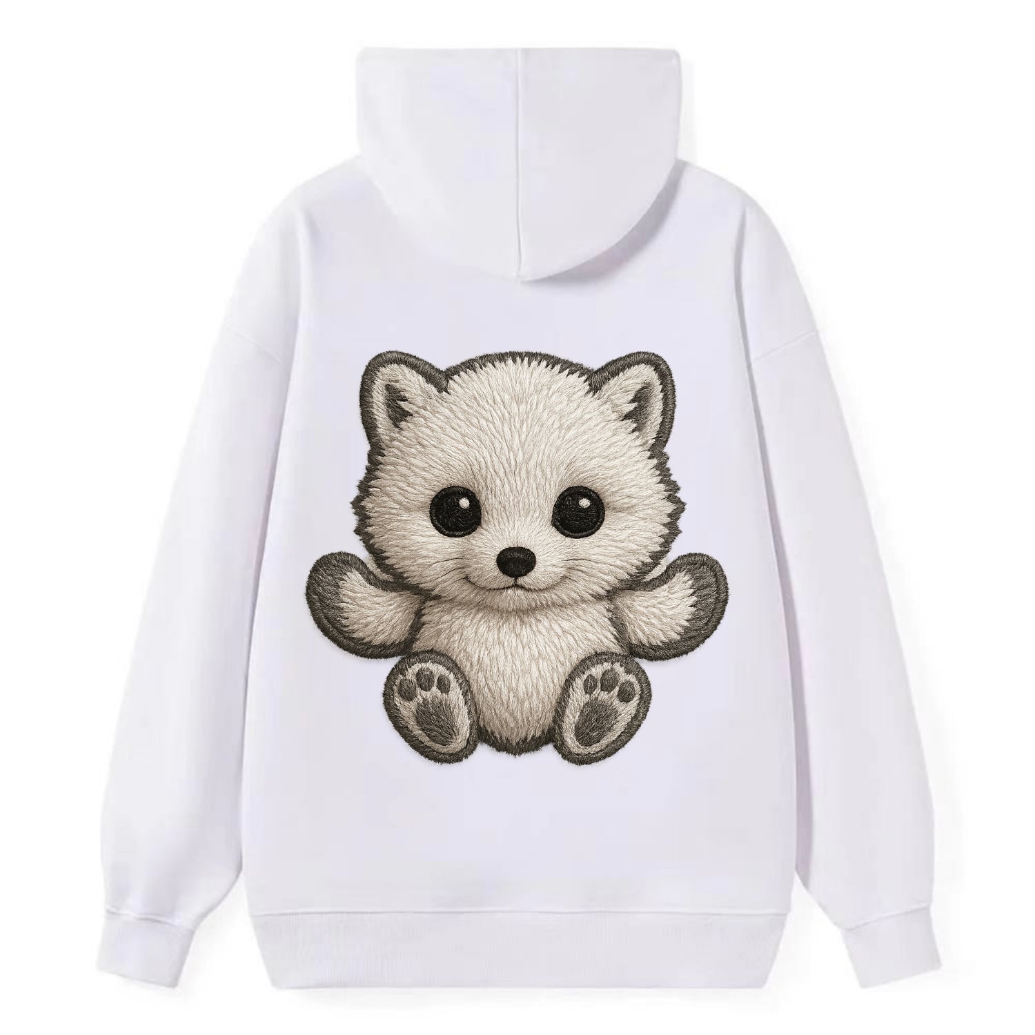 Baby Arctic Fox - white fluffy, tiny black nose, bright curious eyes, - Classic Pullover Hoodie - White