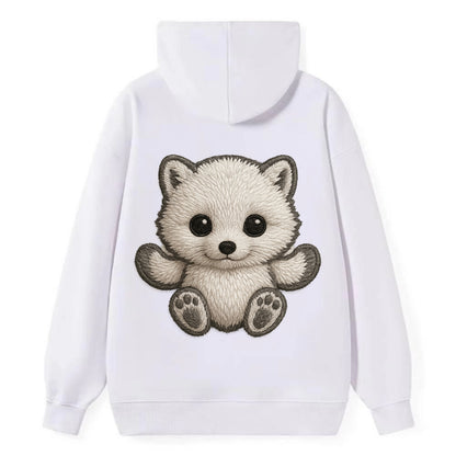 Baby Arctic Fox - white fluffy, tiny black nose, bright curious eyes, - Classic Pullover Hoodie - White