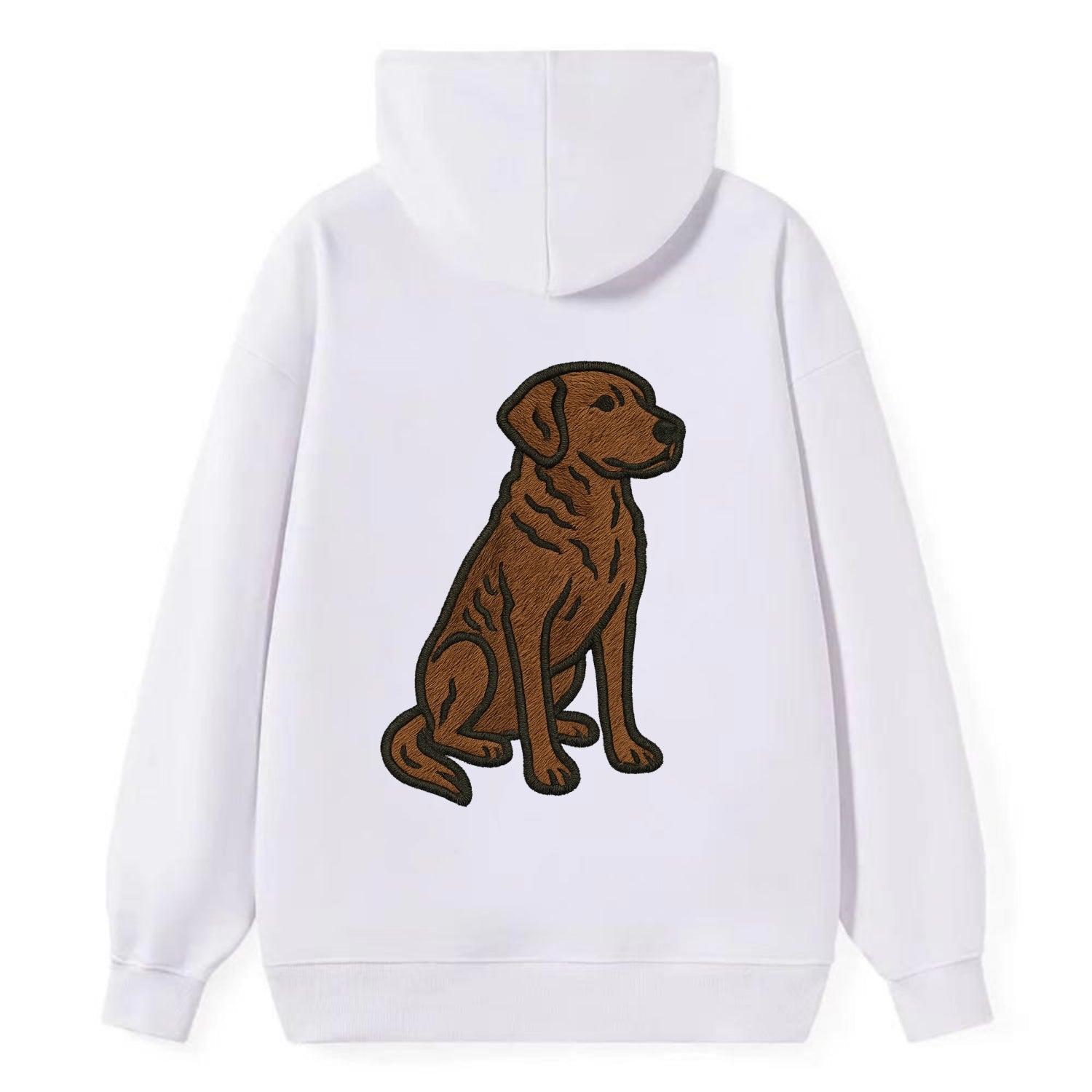 Chesapeake Bay Retriever - Brown wavy coat embroidered sitting pose - Classic Pullover Hoodie - White