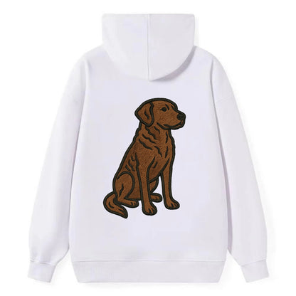 Chesapeake Bay Retriever - Brown wavy coat embroidered sitting pose - Classic Pullover Hoodie - White