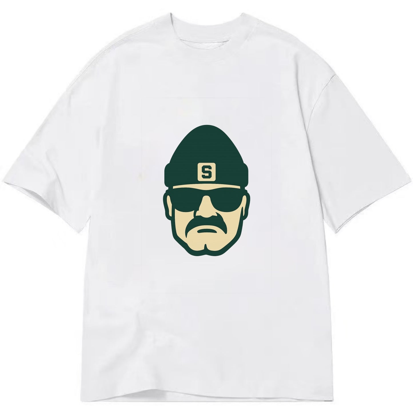 East Lansing Spartan wearing Michigan State beanie with S patch - Classic T-shirt - White