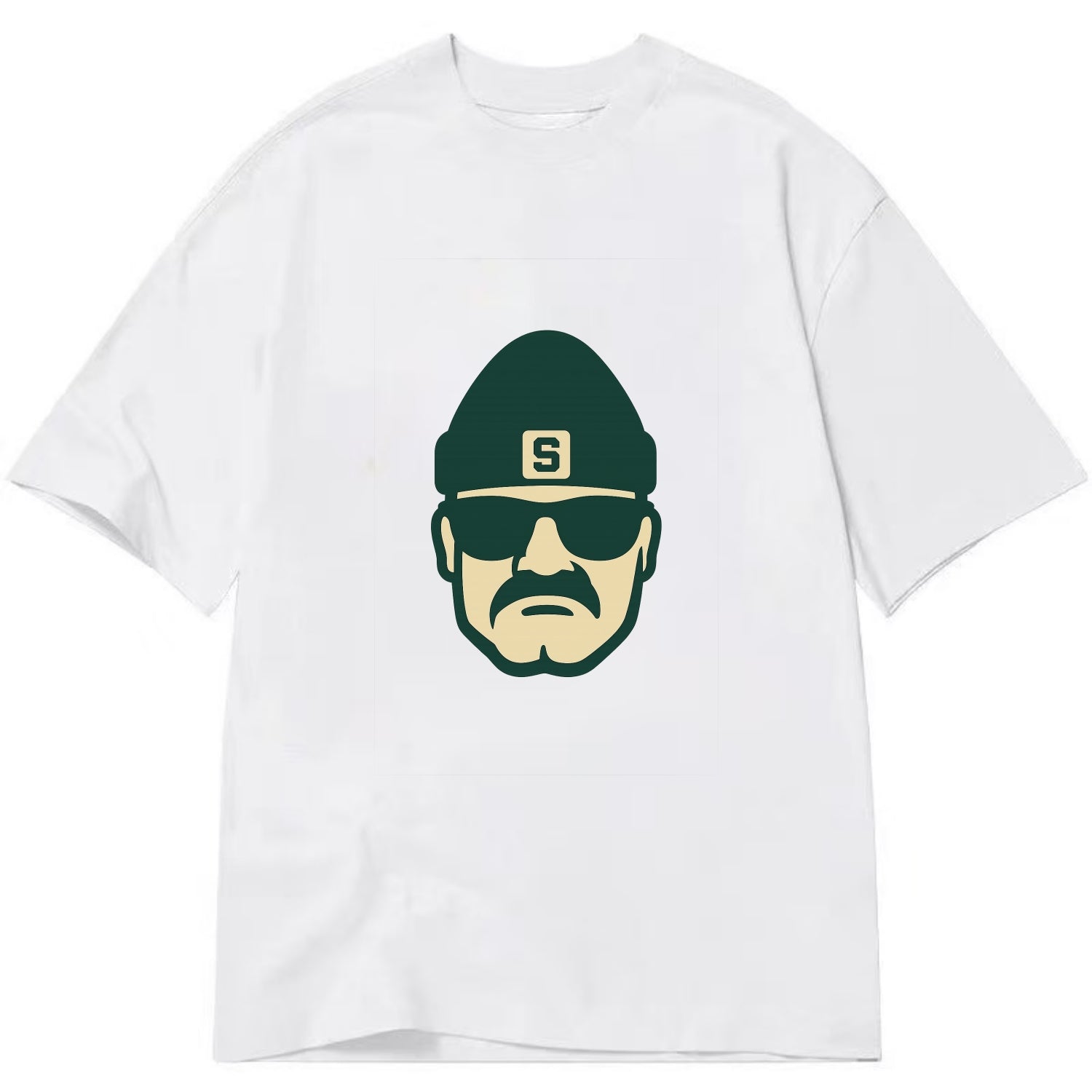 East Lansing Spartan wearing Michigan State beanie with S patch - Classic T-shirt - White