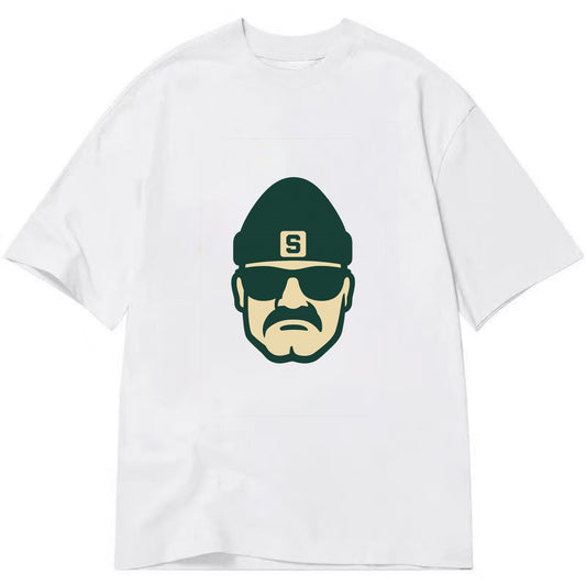 East Lansing Spartan wearing Michigan State beanie with S patch - Classic T-shirt - White