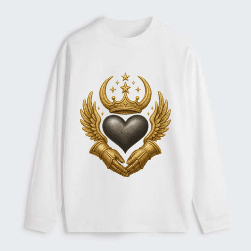Nordic knotwork crown supporting a frosted steel heart with mittened - Classic Long Sleeve Shirt