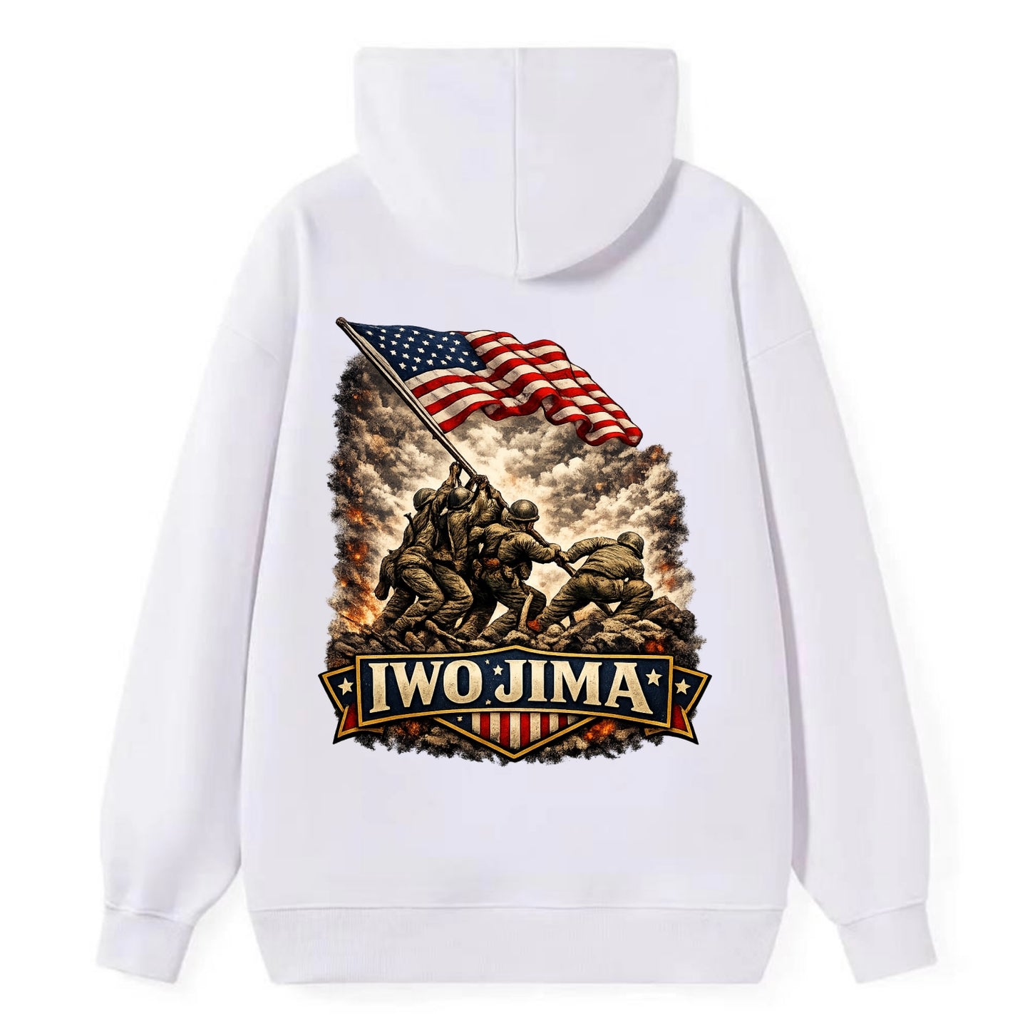 Iwo Jima Flag Raising - Classic Pullover Hoodie - White
