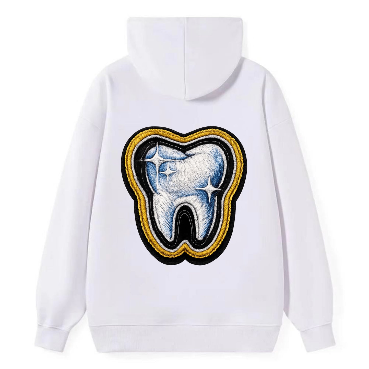 DENTAL TOOTH - molar with sparkle in white and blue , dentist - Classic Pullover Hoodie - White